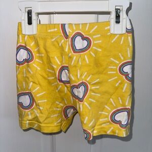 PJ Place 3T Girls Yellow and White Heart Rainbow Patterned Pajama Shorts Bottoms